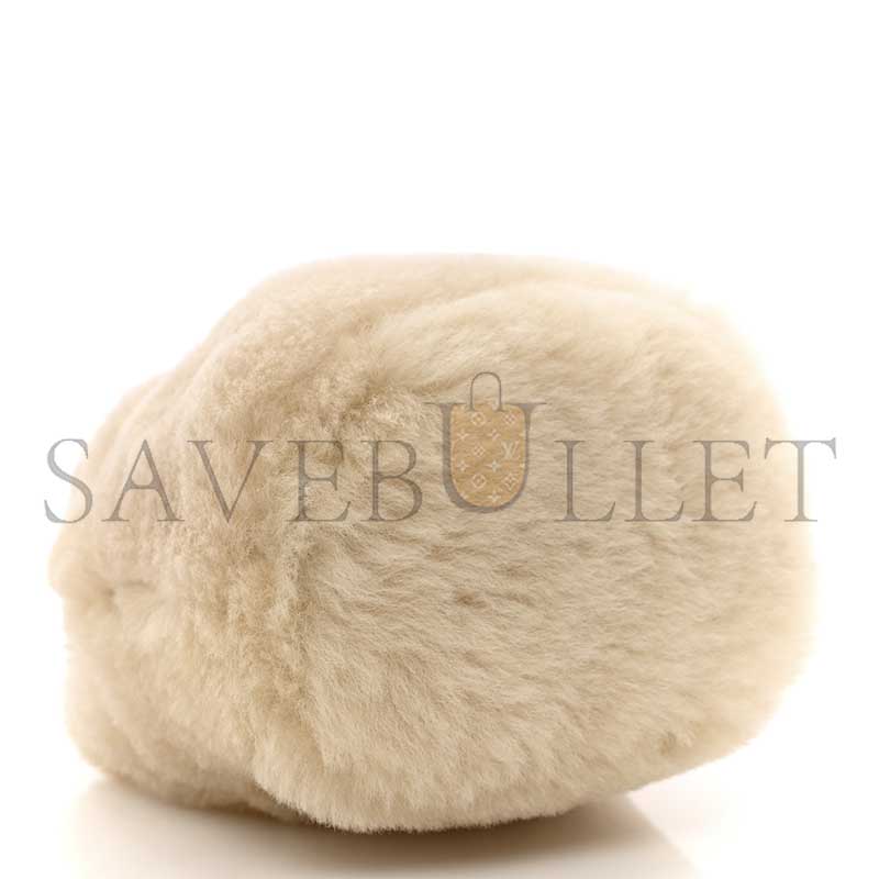 Pra*a ecru sheepskin mini pouch 1nr016 (9.5*9*6cm)